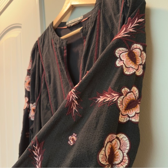 Scotch & Soda Embroidered Mini Dress Black with Floral Sleeves Size M - Picture 6 of 8